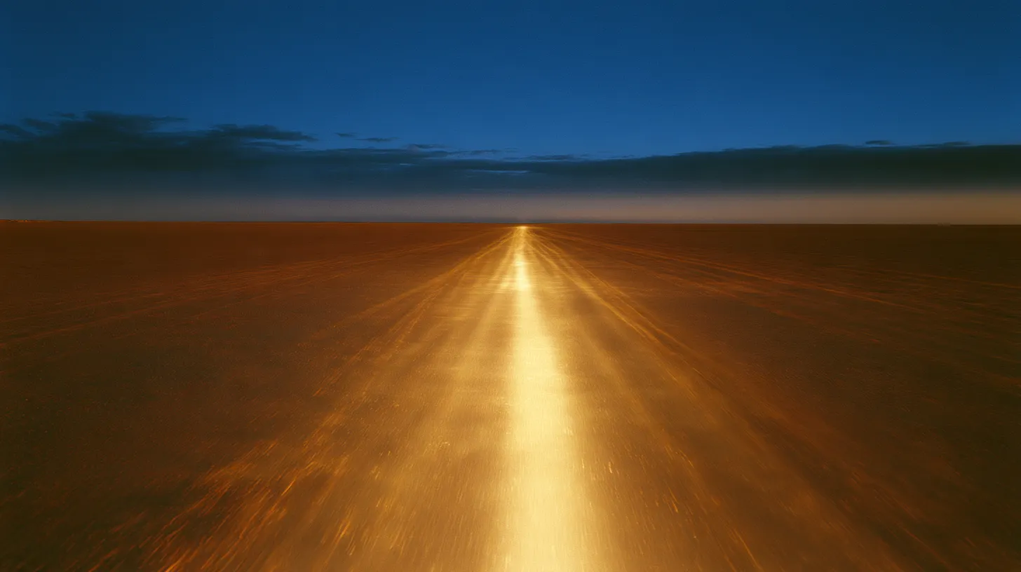 One bright path running straight across the desert